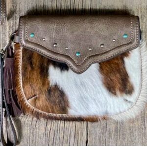 Tony Lama  Brown and White Leather Clutch